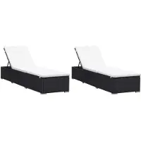 Syfax Sonnenliegen mit Auflage 2 Stk. Poly Rattan Schwarz