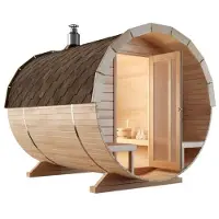 FinnTherm Fasssauna Saunafass Außensauna Carrie 2 Sitzbänke aus Holz Wandstärke 42 mm