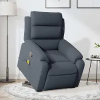 vidaXL Hochwertig Massagesessel mit Aufstehhilfe Dunkelgrau Samt 3205104