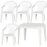 Progarden Kindermonoblock SET wei 4xStuhl Sedia Baby 1xTisch Tavolo