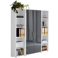 BMG Möbel Aktenschrank Office Edition Sw Set 3 hoch Weiß/Anthrazit