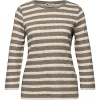 Street One Pullover in Taupe/ Weiß - 40