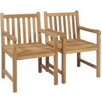 vidaXL Möbel Gartenstühle 2 Stk. mit Grauen Kissen Massivholz Teak - Gartensessel 3062746