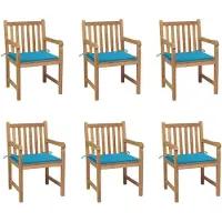 vidaXL Gartenstühle 6 Stk. mit Blauen Kissen Massivholz Teak , Gartenstühle Design 2024