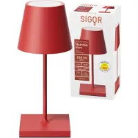 Sigor Nuindie Mini Akku Tischleuchte IP54 Aluminium USB-C feuerrot