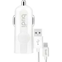 Budi , USB-Autoladegerät 12 W mit Lightning-Kabel 1,2 m, Weiß