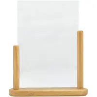 HorecaTraders Transparenter Plakathalter A4 – Acryl – Sockel aus lackiertem Teakholz – Beidseitig