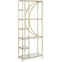 HELLIN Regal Elenor aus Metall und Glas, elegant, goldfarben, 5 Fächer, modernes Design