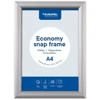 Europel Plakatrahmen Economy, DIN A4, 25 mm, silber eloxiert aus eloxiertem Aluminium, abgerundetes Rahmenp