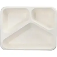 Papstar 300 Siegelschalen, Zuckerrohr 3-geteilt 1000 ml 4,9 cm x 22,7 cm x 17,8 cm