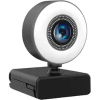Somikon Full-HD-USB-Webcam mit LED-Ringlicht, Autofokus, Dual-Mikrofon, H.264