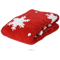 Christmas Decoration 1 Kuscheldecke 130x170cm Wohndecke mit Schneeflocken Motiv Fleecedecke Decke Weihnachtsdecke Winterdecke Rot