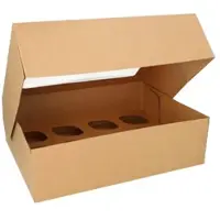 Papstar Cupcake-Kartons eckig 10 cm x 35 cm x 27 cm mit Sichtfenster aus PLA 100 Stück