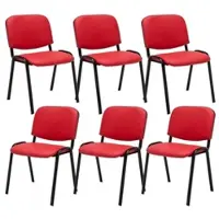 CLP 6er Set Besucherstuhl Ken Kunstleder rot
