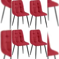 CLP 4er Set Esszimmerstühle Antibes Stoff rot