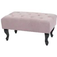 Mendler Ottomane Chesterfield, Sitzhocker Fußablage Hocker, wasserabweisend Stoff/Textil 39x77x47cm ~ hellrosa