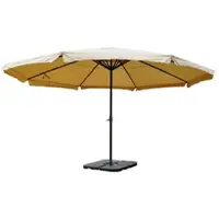 Mendler Sonnenschirm Meran Pro, Gastronomie Marktschirm mit Volant Ø 5m Polyester/Alu 28kg creme mit Ständer