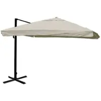 Mendler Gastronomie-Ampelschirm HWC-A96, 3x4m (Ø5m) Polyester Alu/Stahl 26kg Flap, creme-grau ohne Ständer