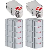 Proregal Spar Set 10x Eurobox Nextgen Color Mit Auflagedeckel & Schiebeschnappverschlüsse HxBxT 22 x 40 x 60 cm Griffe Rot Verstärkter Boden