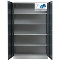 Proregal Stahlschrank BEE mit 5 lackierten Fachböden | HxBxT 195x120x60cm | Grau-Anthrazit | Werkstattschrank Werkzeugschrank Aktenschrank