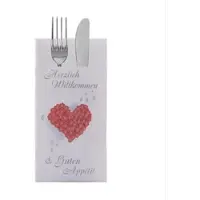 Sovie HORECA Besteckserviette Herzlich Willkommen aus Tissue Deluxe, 4-lagig, 40 x 40 cm, 75 Stück