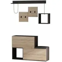 Dmora Eingangsmöbel Dgiorgin, Moderner Eingang, Wandgarderobe, Multifunktions-Aufbewahrungskonsole, 120x17h76 cm, Anthrazit und Eiche