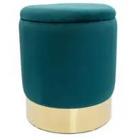 Amagohome Samthocker Ø 31 H 38 cm Velour Hocker mit Stauraum u. Deckel - Deko Hocker Samt Pouf : smaragd