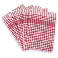 Bertsch Hotelwäsche 5er Set Geschirrhandtuch aus 100 % Baumwolle, kariert, rot-weiß, 50/70 cm