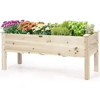 Costway Hochbeet Pflanzkasten Pflanztrog belastbar bis 100kg, Blumenkübel Kräuterbeet aus Tannenholz, Pflanzbeet Anzuchtbeet im Garten 120x43,5x51cm