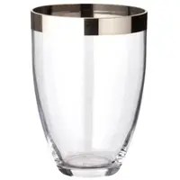 Edzard Vase Charlotte, mundgeblasenes Kristallglas mit Platinrand, Höhe 20 cm, Durchmesser 15 cm