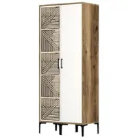Dmora Kleiderschrank 2 Türen Dbenkovi, Schlafzimmermöbel, Schrank, Garderobe, 80x201h48 cm, Walnuss und Weiß