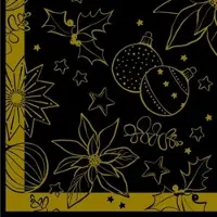 Mank Airlaid Serviette Milan in Schwarz, 40 x 40 cm, 50 Stück - - Weihnachtssserviette Weihnachtskugeln Amaryllis