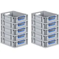 Proregal Spar Set 10x Eurobox Nextgen Color HxBxT 12 x 30 x 40 cm 11 Liter Griffe Blau Offen Glatter Boden Eurobehälter Transportbox
