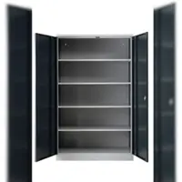 Proregal Stahlschrank BEE mit 4 lackierten Fachböden | HxBxT 195x120x60cm | Grau-Anthrazit | Werkstattschrank Werkzeugschrank Aktenschrank