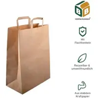BB-Verpackungen 6000 Papiertragetaschen 180 + 80 x 220 mm braun stabile 70 g/m¬≤ Grammatur Papiertüten Geschenktüten