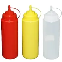 GVK Je 1 Stück rot, gelb,transparente Quetschflaschen 1 Liter Dosierflasche Spenderflasche Dressingflasche