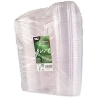 Papstar 6 X 50 Feinkost- und Salatschalen mit Klappdeckeln, PLA "pure" 500 ml 6,4 cm x 16,1 cm x 13,2 cm glasklar
