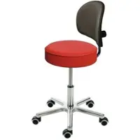 Proregal Drehhocker Indianapolis, Rückenlehne, Sitzhöhe 45-59cm, Tragfähigkeit 110kg, Kunstleder-Sitz, Aluminium-Fußkreuz, Rollen, Feuerrot