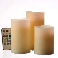 MARELIDA LED Kerzenset Echtwachs Farbwechsel Fernbedienung Timer D: 7,5cm creme 3er Set