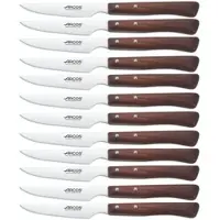 Arcos Table Messer - Box 12 Stück Steakmesser Tafelmesser - Klinge Nitrum Edelstahl 110 mm - HandGriff Pack-Holz Farbe Braun (12 pcs)