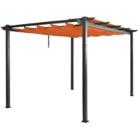 Mendler Aluminium Pergola HWC-N93, Gartenpavillon Pavillon Garten, stabiles 8cm-Gestell Schiebedach UV50+ 3x4m terrakotta