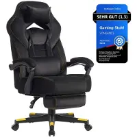 Songmics Gaming-Stuhl mit Fußstütze und verstellbarem Kopfkissen tintenschwarz OBG077B08