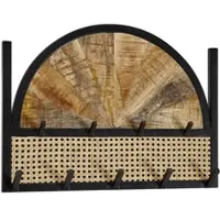 KADIMA DESIGN Wandgarderobe Mango Massivholz Rattan Modern 53x40x7,5 cm mit Wiener Geflecht und Metallrahmen