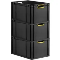 Proregal SuperSparSet 3x Eurobox Nextgen Color HxBxT 32x40x60cm 65 Liter Griffe Gelb Offen Schwarz Eurobehälter Transportbox Transportbehälter