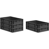 Proregal SparSet 5x Eurobox Nextgen Grip HxBxT 12x40x60cm 23 Liter Griffe Geschlossen Schwarz Eurobehälter Transportbox Transportbehälter