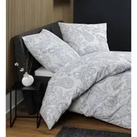 Janine Soft-Cotton Bettwäsche Cortina 71001 blau 155x200 cm + 80x80 cm - blau;grau