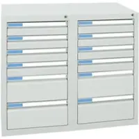 Stumpf Schubladenschrank Serie ESTA, 12 Schubladen lichtgrau (8x100, 4x200mm)