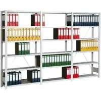 Regalwerk Standard Büroregal, Anbaufeld lichtgrau RAL 7035, 6 Stahlfachböden, Fachlast 150 kg, BxTxH 1005x300x2000 mm