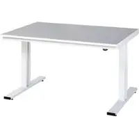 RAU Werktisch Adlatus, elektrisch höhenverstellbar, 25 mm Spanplatte, Linoleumbelag, bis 300 kg, B 1500 x T 1000 x H 720-1120 mm, hellgrau/lichtgrau
