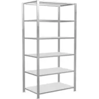 Schulte Lagertechnik Büroregal Stecksystem MultiPlus150, Grundregal, 6 Fachböden, ohne Mittelanschlag, B 1000 x T 600 x H 2000 mm, Lichtgrau RAL 7035